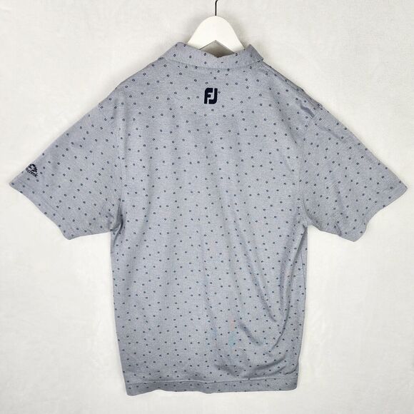 Footjoy Golf Polo Shirt Men M Grey Pique Micro Flower Stonecreek Golf Course - Picture 4 of 8